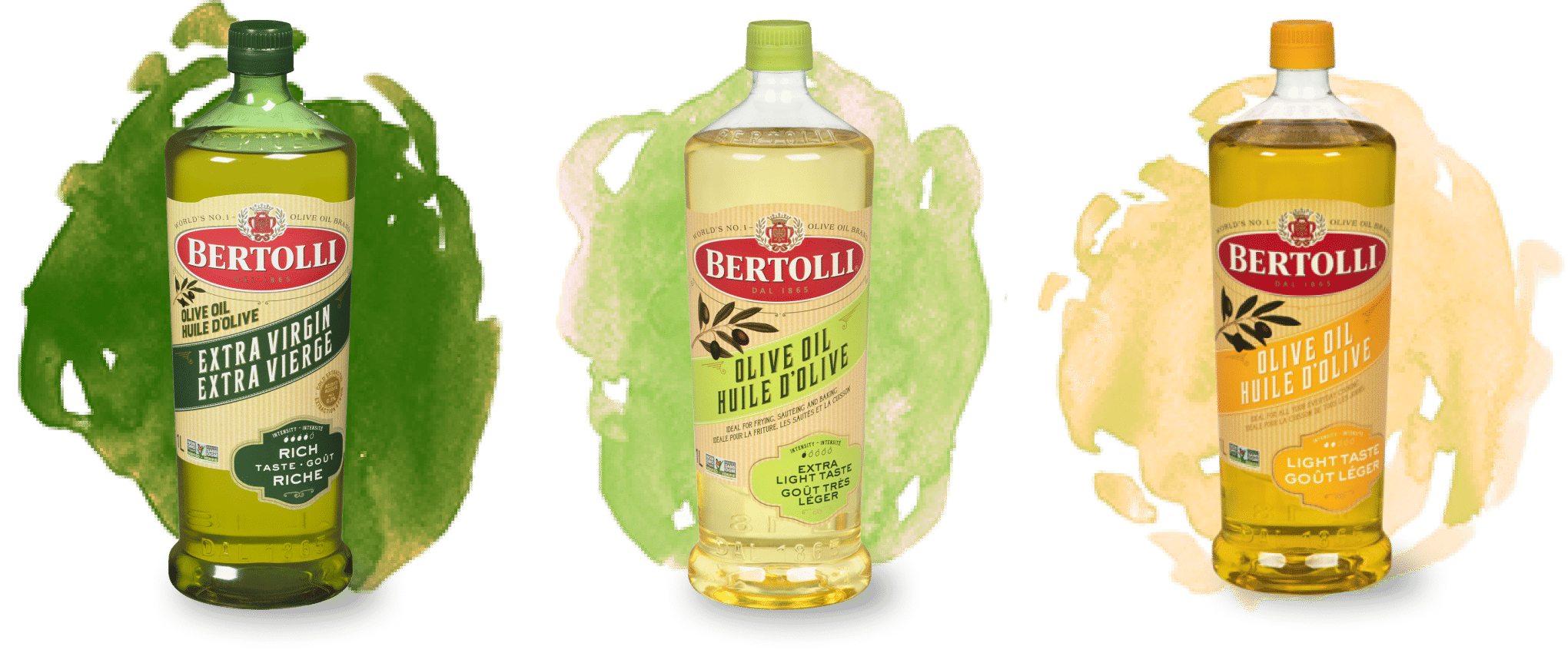 Bertolli olive oil bottles